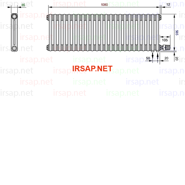 чертеж радиатора Irsap Tesi 20565-2420565-24-26-01